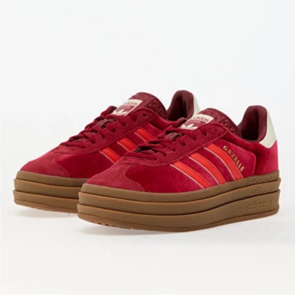 Adidas Women's Burgundy and Orange Sneakers